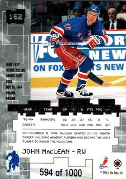 1999-00 Be a Player Millennium Signature Series - Ruby #162 John MacLean Back