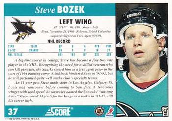 1992-93 Score #37 Steve Bozek Back