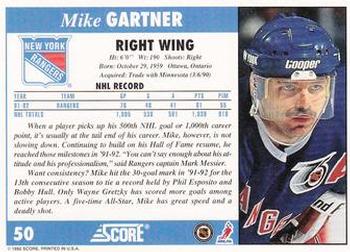1992-93 Score #50 Mike Gartner Back