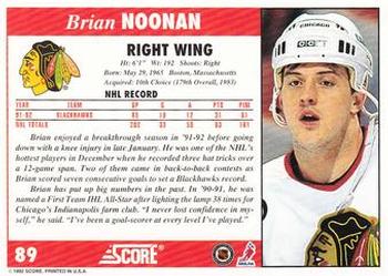 1992-93 Score #89 Brian Noonan Back