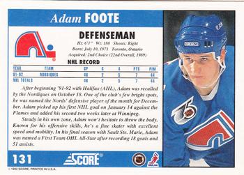 1992-93 Score #131 Adam Foote Back