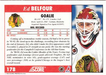 1992-93 Score #178 Ed Belfour Back