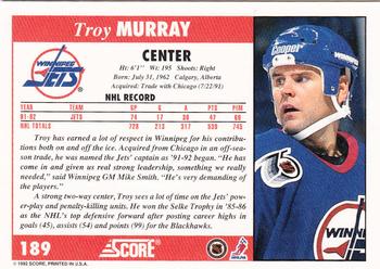 1992-93 Score #189 Troy Murray Back