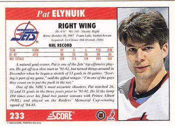 1992-93 Score #233 Pat Elynuik Back
