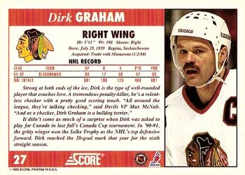 1992-93 Score #27 Dirk Graham Back