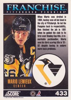 1992-93 Score #433 Mario Lemieux Back