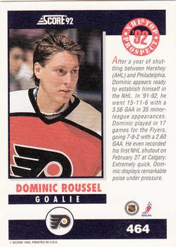 1992-93 Score #464 Dominic Roussel Back