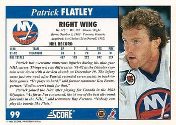 1992-93 Score #99 Patrick Flatley Back