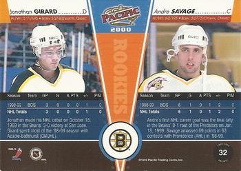 1999-00 Pacific - Emerald Green #32 Jonathan Girard / Andre Savage Back