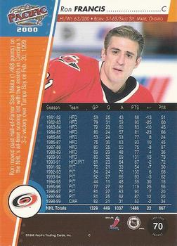 1999-00 Pacific - Emerald Green #70 Ron Francis Back