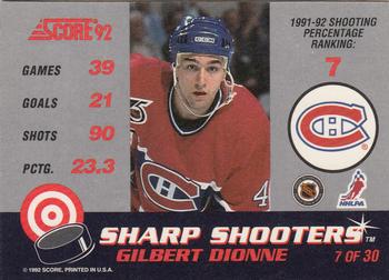 1992-93 Score - Sharp Shooters #7 Gilbert Dionne Back