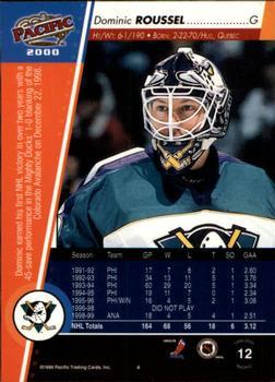 1999-00 Pacific - Ice Blue #12 Dominic Roussel Back