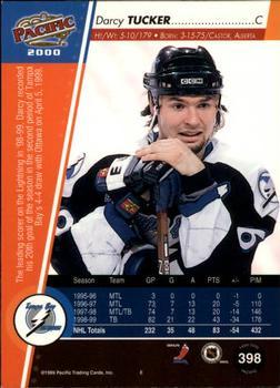 1999-00 Pacific - Ice Blue #398 Darcy Tucker Back