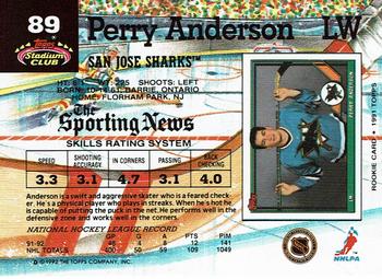 1992-93 Stadium Club #89 Perry Anderson Back