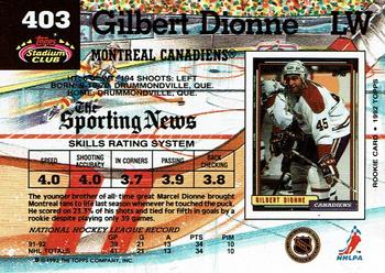 1992-93 Stadium Club #403 Gilbert Dionne Back