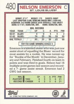 1992-93 Topps #480 Nelson Emerson Back