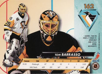 1992-93 Ultra #162 Tom Barrasso Back