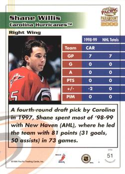 1999-00 Pacific Paramount - Copper #51 Shane Willis Back