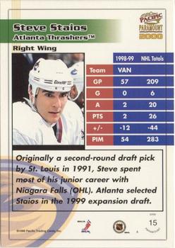 1999-00 Pacific Paramount - Emerald #15 Steve Staios Back