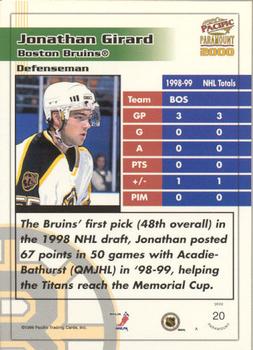 1999-00 Pacific Paramount - Emerald #20 Jonathan Girard Back