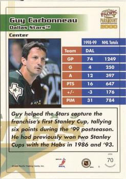 1999-00 Pacific Paramount - Emerald #70 Guy Carbonneau Back