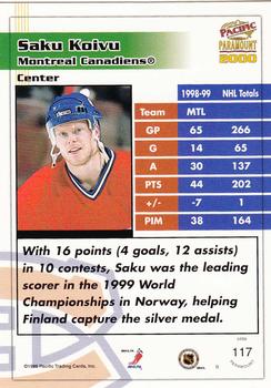 1999-00 Pacific Paramount - Gold #117 Saku Koivu Back