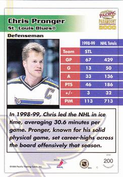 1999-00 Pacific Paramount - Gold #200 Chris Pronger Back