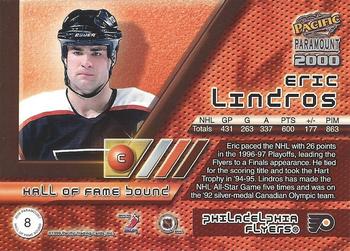 1999-00 Pacific Paramount - Hall of Fame Bound #8 Eric Lindros Back