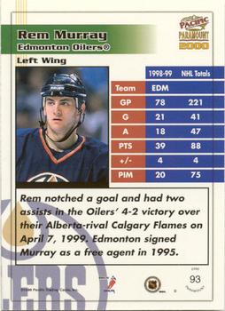 1999-00 Pacific Paramount - Holo-Emerald #93 Rem Murray Back