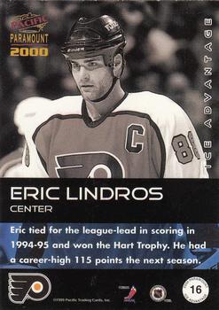 1999-00 Pacific Paramount - Ice Advantage #16 Eric Lindros Back