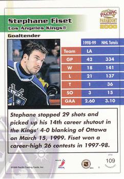 1999-00 Pacific Paramount - Red #109 Stephane Fiset Back