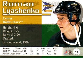 1999-00 Pacific Prism - Holographic Purple #45 Roman Lyashenko Back