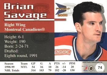 1999-00 Pacific Prism - Holographic Purple #74 Brian Savage Back