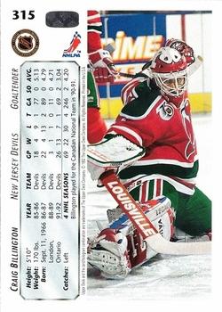 1992-93 Upper Deck #315 Craig Billington Back