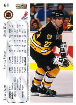 1992-93 Upper Deck #61 Steve Leach Back