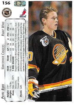 1992-93 Upper Deck #156 Pavel Bure Back