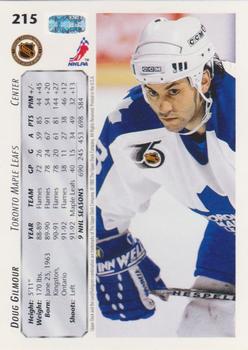 1992-93 Upper Deck #215 Doug Gilmour Back