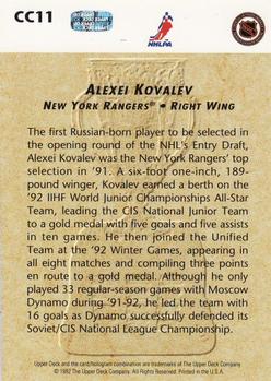 1992-93 Upper Deck - Calder Candidates #CC11 Alexei Kovalev Back