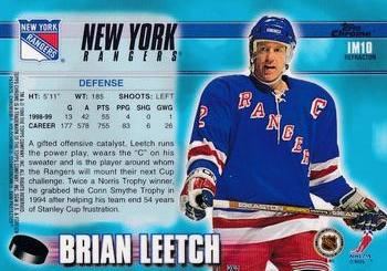 1999-00 Topps Chrome - Ice Masters Refractors #IM10 Brian Leetch Back