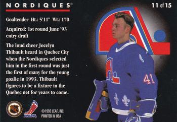1993-94 Donruss - Rated Rookies #11 Jocelyn Thibault Back
