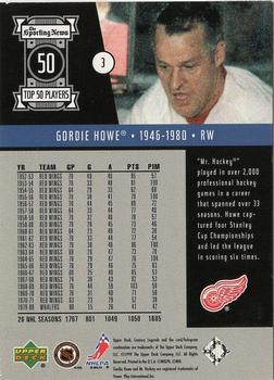 1999-00 Upper Deck Century Legends - Century Collection #3 Gordie Howe Back