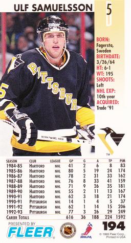 1993-94 Fleer PowerPlay #194 Ulf Samuelsson Back