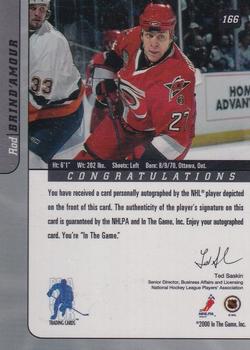 2000-01 Be a Player Signature Series - Autographs #166 Rod Brind'Amour Back