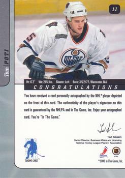 2000-01 Be a Player Signature Series - Autographs Gold #11 Tom Poti Back