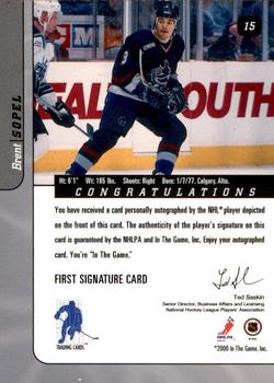 2000-01 Be a Player Signature Series - Autographs Gold #15 Brent Sopel Back