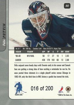 2000-01 Be a Player Signature Series - Ruby #90 Felix Potvin Back