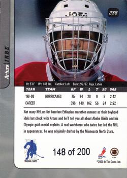 2000-01 Be a Player Signature Series - Ruby #238 Arturs Irbe Back