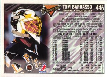 1993-94 O-Pee-Chee Premier #446 Tom Barrasso Back