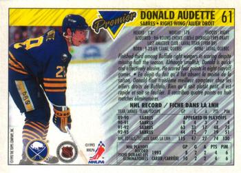 1993-94 O-Pee-Chee Premier #61 Donald Audette Back