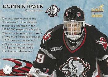 2000-01 Pacific Aurora - Championship Fever Silver #3 Dominik Hasek Back